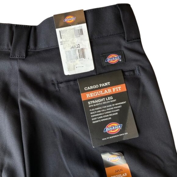 Dickies Cargo Pant Regular Fit Straight Leg Workwear Men's 34x32 Black WP595 NWT - Picture 10 of 10